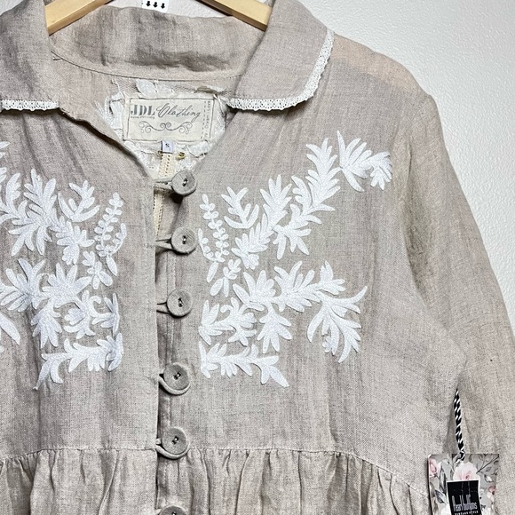 Jeanne D’Arc Living 100% Linen Baby Doll Shirt Dress - Picture 5 of 14